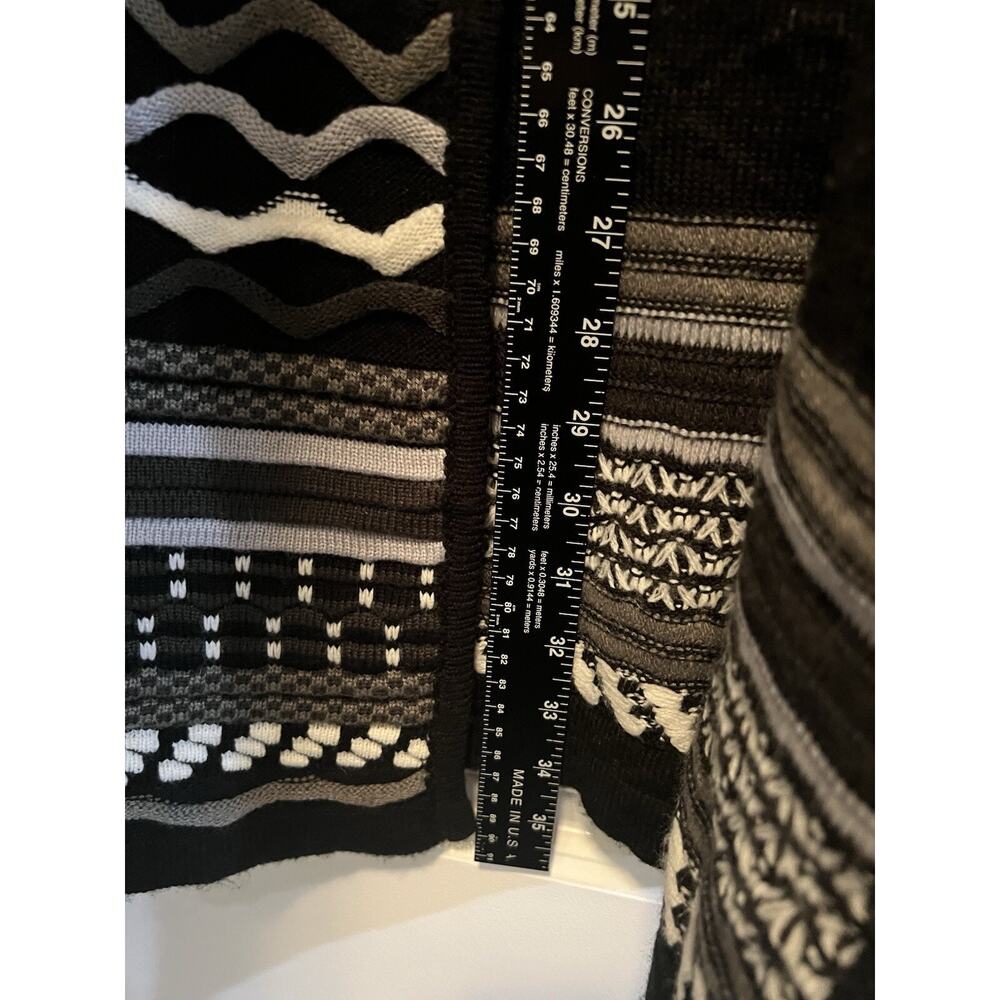Womens Black Gray Jacquard Open Front Cardigan Size L Boho Aztec - Picture 8 of 11